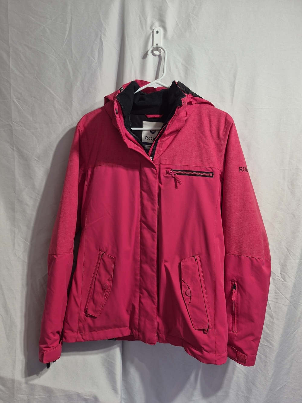 Roxy Women's Bright Pink Hooded Ski Jacket, Size Medium